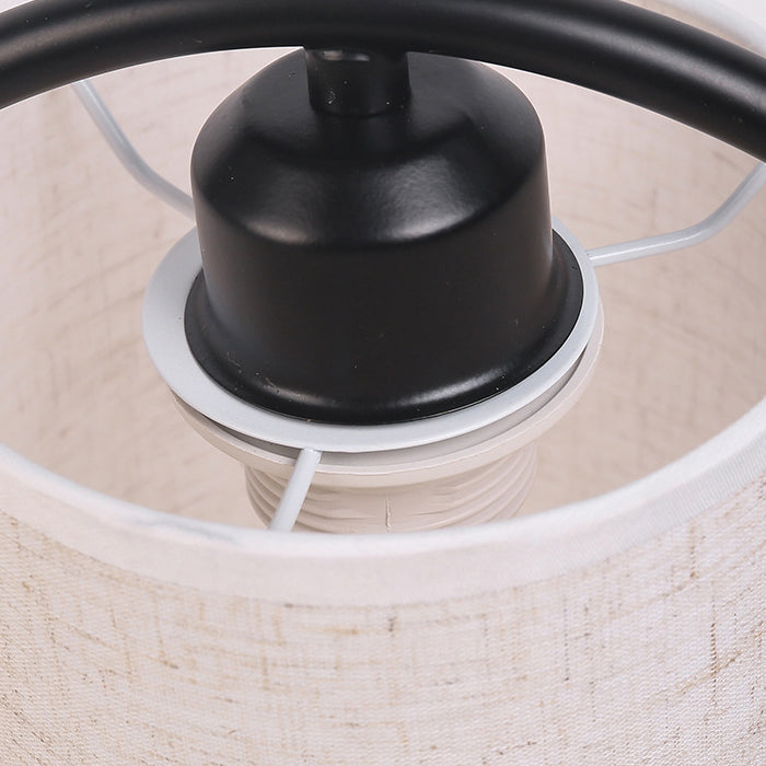 Zeitgenössische skandinavische ovale Zylinderlampe aus massivem Holz, Metall und Stoff mit 1 Licht für das Schlafzimmer 