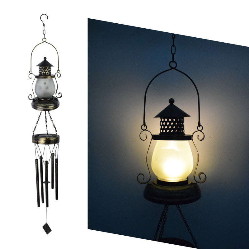 Contemporary Scandinavian Solar Waterproof Oval Disc Triangle Wind Chime Iron Glass Plastic LED Outdoor Light For Outdoor Patio