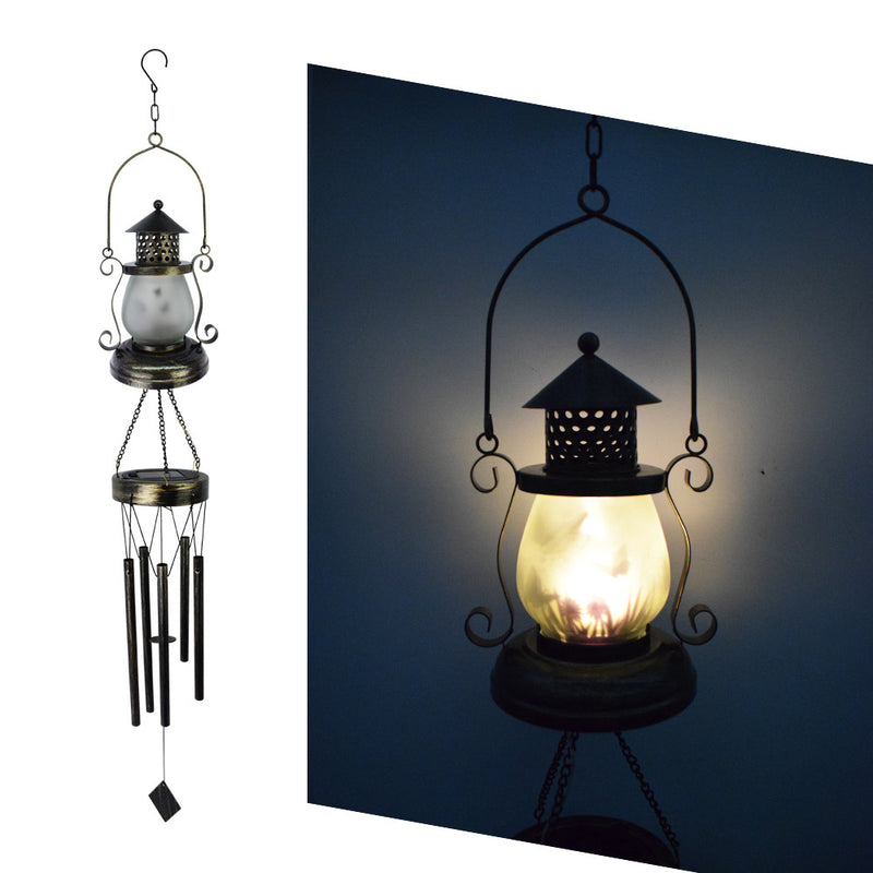 Contemporary Scandinavian Solar Waterproof Oval Disc Triangle Wind Chime Iron Glass Plastic LED Outdoor Light For Outdoor Patio