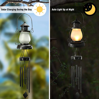 Contemporary Scandinavian Solar Waterproof Oval Disc Triangle Wind Chime Iron Glass Plastic LED Outdoor Light For Outdoor Patio