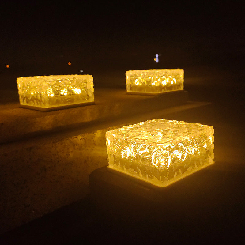 ضوء خارجي LED مقاوم للماء بتصميم حديث بسيط على شكل مربع مستطيل من نمط كتلة الجليد مصنوع من PC و ABS للحديقة 