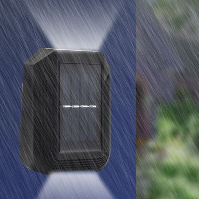 مصباح حائط خارجي LED من البلاستيك ABS المستطيل المقاوم للماء بتصميم عصري بسيط للطاقة الشمسية للحديقة 