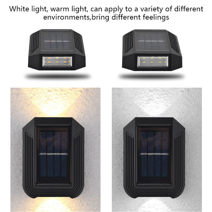 Lampe murale extérieure LED en ABS plastique rectangulaire étanche et solaire de style minimaliste moderne pour jardin 
