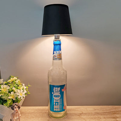 Zeitgenössische kreative runde Tischzylinder ABS Kunststoff Wein LED Tischlampe für das Schlafzimmer 