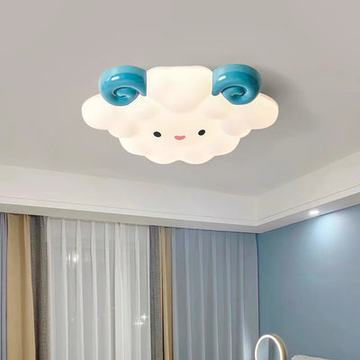 Luz de techo LED de montaje empotrado de plástico enrollado de hierro con diseño contemporáneo creativo de dibujos animados para niños oveja para dormitorio 