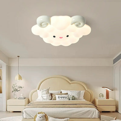 Luz de techo LED de montaje empotrado de plástico enrollado de hierro con diseño contemporáneo creativo de dibujos animados para niños oveja para dormitorio 