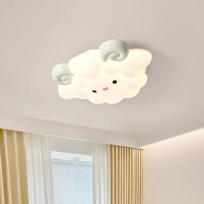 Luz de techo LED de montaje empotrado de plástico enrollado de hierro con diseño contemporáneo creativo de dibujos animados para niños oveja para dormitorio 