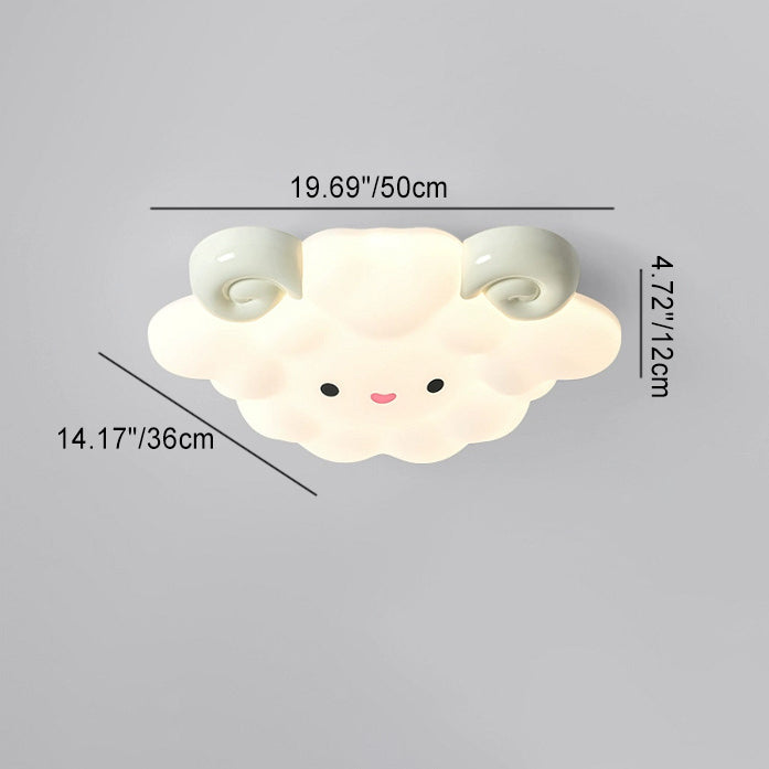 Luz de techo LED de montaje empotrado de plástico enrollado de hierro con diseño contemporáneo creativo de dibujos animados para niños oveja para dormitorio 