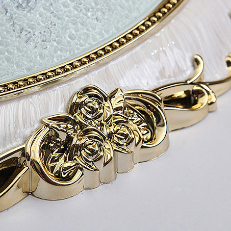 Traditional European Semicircle Shell Pattern Rose Pattern Hardware Glass LED Flush Mount Ceiling Light For Bedroom