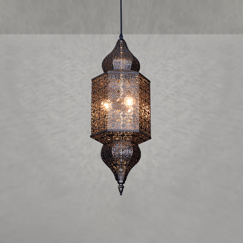 Lustre Suspendu à 3 Lumières en Fer avec Matériel à Pois en Forme de Gourde Prismatique Vintage Traditionnelle pour Salon 