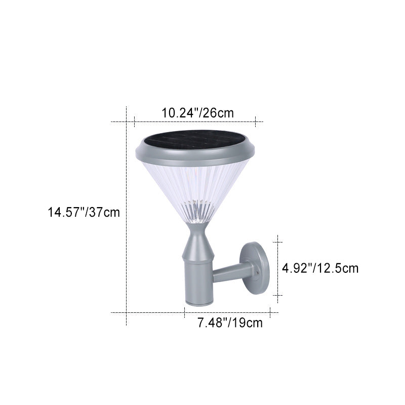 Moderne minimalistische solarbetriebene wasserdichte Diamant-Zylinder-Aluminium-PC-LED-Wandleuchte für den Außenbereich 