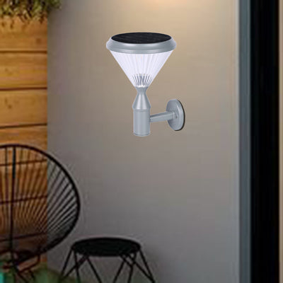 Lampe murale LED en aluminium PC en forme de cylindre diamant étanche solaire minimaliste moderne pour patio extérieur 