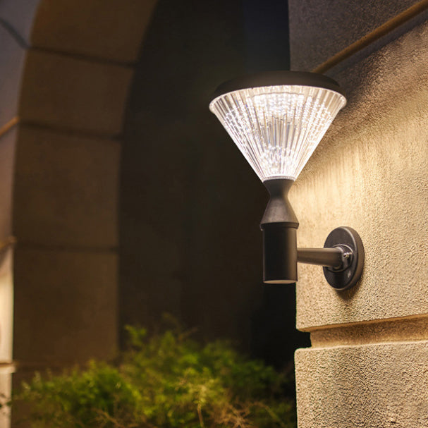 Lampe murale LED en aluminium PC en forme de cylindre diamant étanche solaire minimaliste moderne pour patio extérieur 