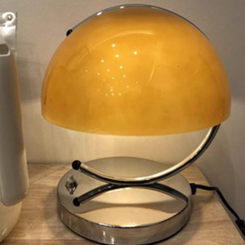 Lámpara de mesa de vidrio de hardware de línea curva semicircular escandinava contemporánea de 1 luz para dormitorio 