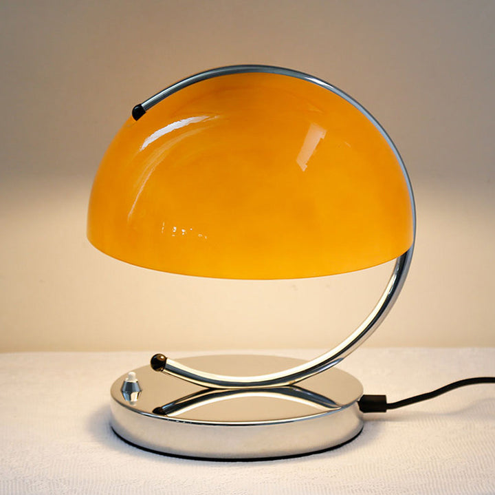 Lámpara de mesa de vidrio de hardware de línea curva semicircular escandinava contemporánea de 1 luz para dormitorio 