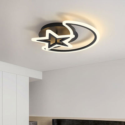 Luz de techo semiempotrada LED de hierro acrílico combinado de luna estrella cuadrada redonda escandinava contemporánea para dormitorio 