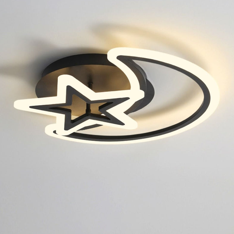 Luz de techo semiempotrada LED de hierro acrílico combinado de luna estrella cuadrada redonda escandinava contemporánea para dormitorio 