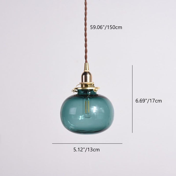 Lámpara colgante de 1 luz de vidrio ovalado de cobre vintage tradicional para dormitorio 