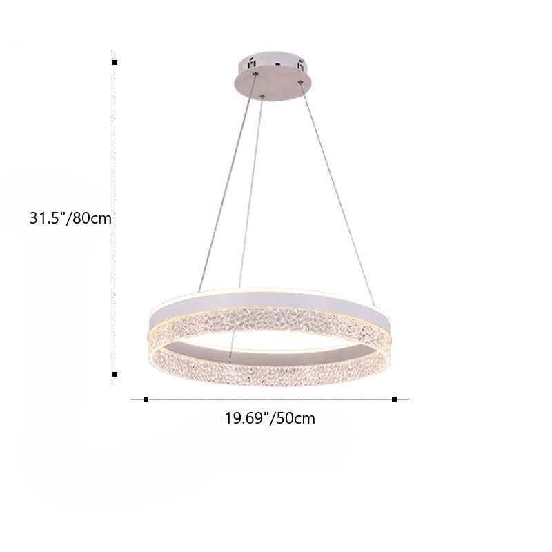 Modern Luxury Circle Hardware Crystal LED Pendant Light For Living Room