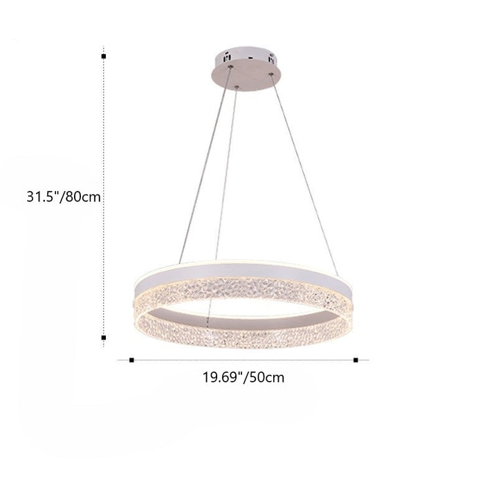 Modern Luxury Circle Hardware Crystal LED Pendant Light For Living Room