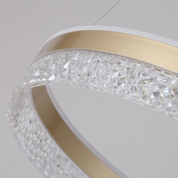 Modern Luxury Circle Hardware Crystal LED Pendant Light For Living Room
