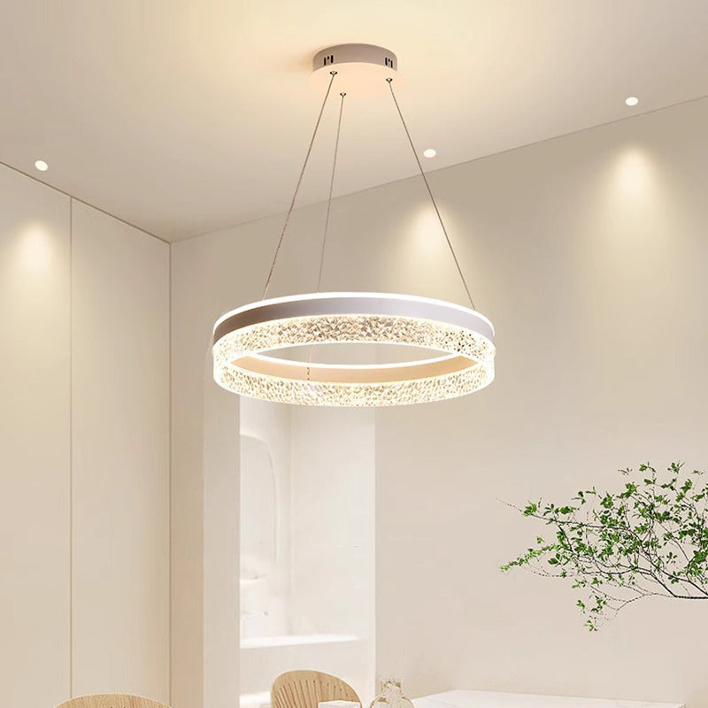 Modern Luxury Circle Hardware Crystal LED Pendant Light For Living Room