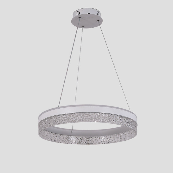 Modern Luxury Circle Hardware Crystal LED Pendant Light For Living Room