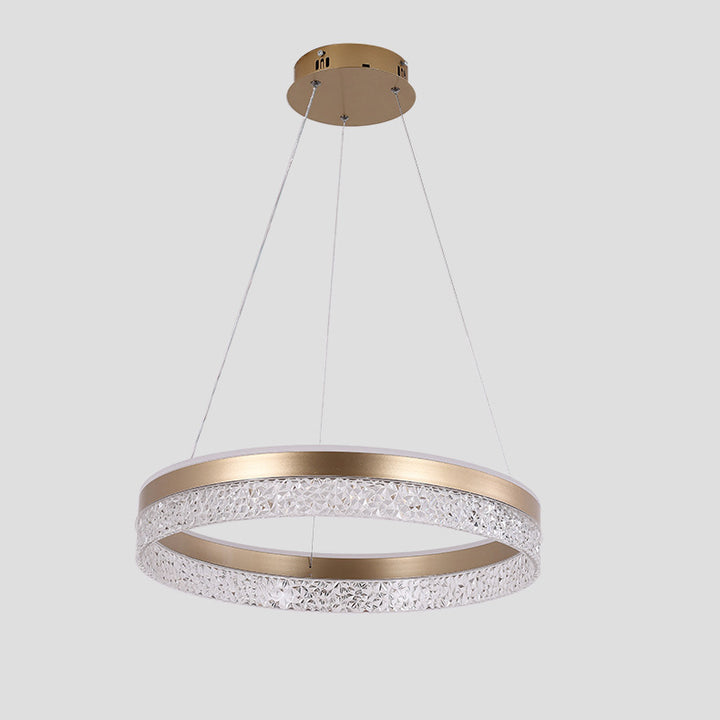 Modern Luxury Circle Hardware Crystal LED Pendant Light For Living Room
