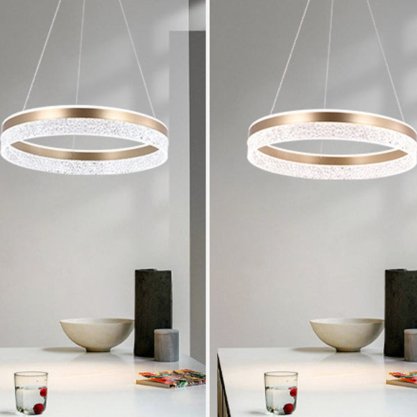 Modern Luxury Circle Hardware Crystal LED Pendant Light For Living Room
