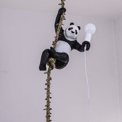 Lámpara colgante de 1 luz con cuerda de resina de rama de panda escandinava contemporánea para dormitorio 