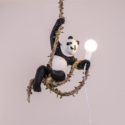Lámpara colgante de 1 luz con cuerda de resina de rama de panda escandinava contemporánea para dormitorio 