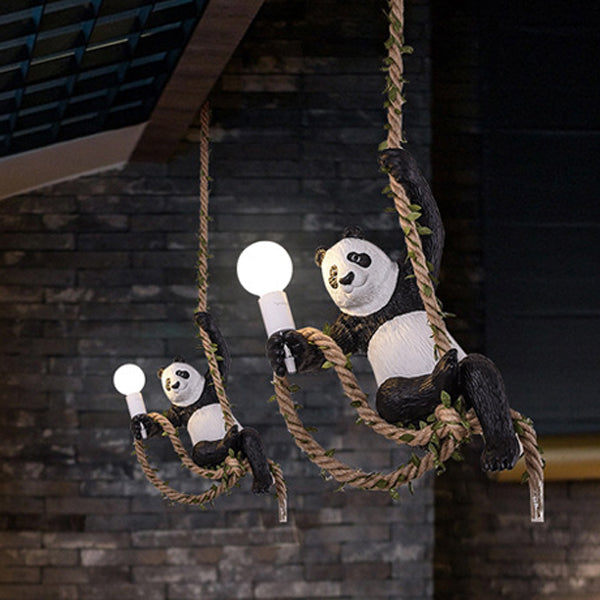 Lámpara colgante de 1 luz con cuerda de resina de rama de panda escandinava contemporánea para dormitorio 