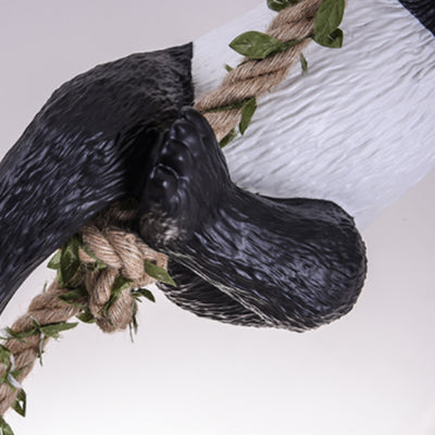 Lámpara colgante de 1 luz con cuerda de resina de rama de panda escandinava contemporánea para dormitorio 