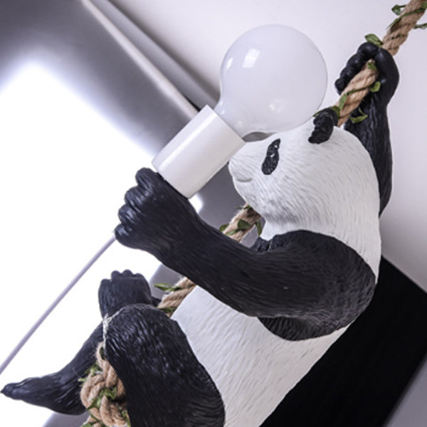 Lámpara colgante de 1 luz con cuerda de resina de rama de panda escandinava contemporánea para dormitorio 