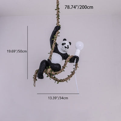 Lámpara colgante de 1 luz con cuerda de resina de rama de panda escandinava contemporánea para dormitorio 