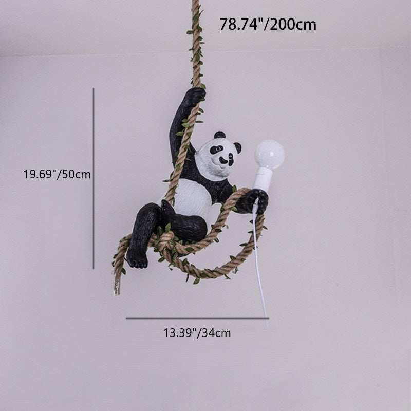 Lámpara colgante de 1 luz con cuerda de resina de rama de panda escandinava contemporánea para dormitorio 