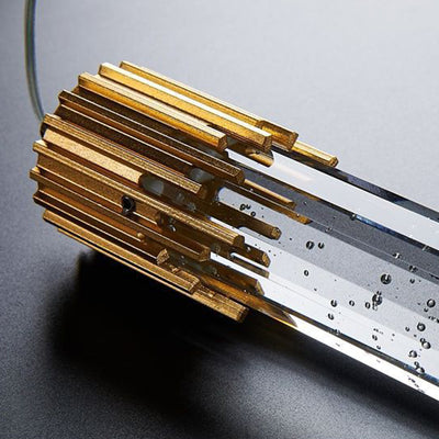 Luz colgante LED de cristal de aluminio con burbujas cilíndricas escandinavas contemporáneas para dormitorio 