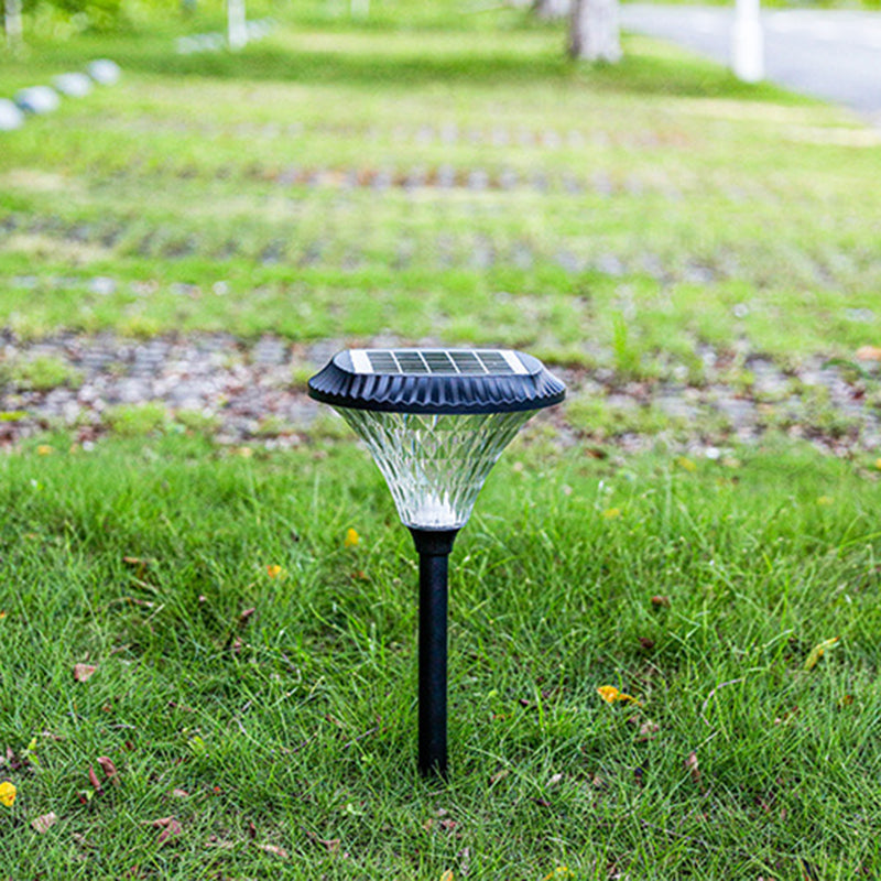 Lumière extérieure LED ronde en diamant étanche solaire minimaliste moderne en ABS PC pour patio extérieur 