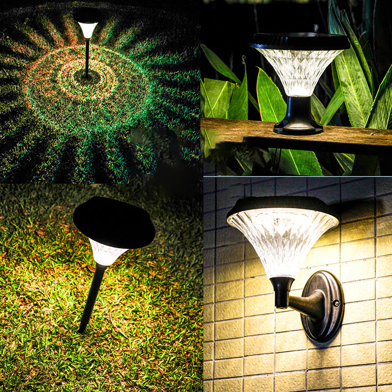 Lumière extérieure LED ronde en diamant étanche solaire minimaliste moderne en ABS PC pour patio extérieur 