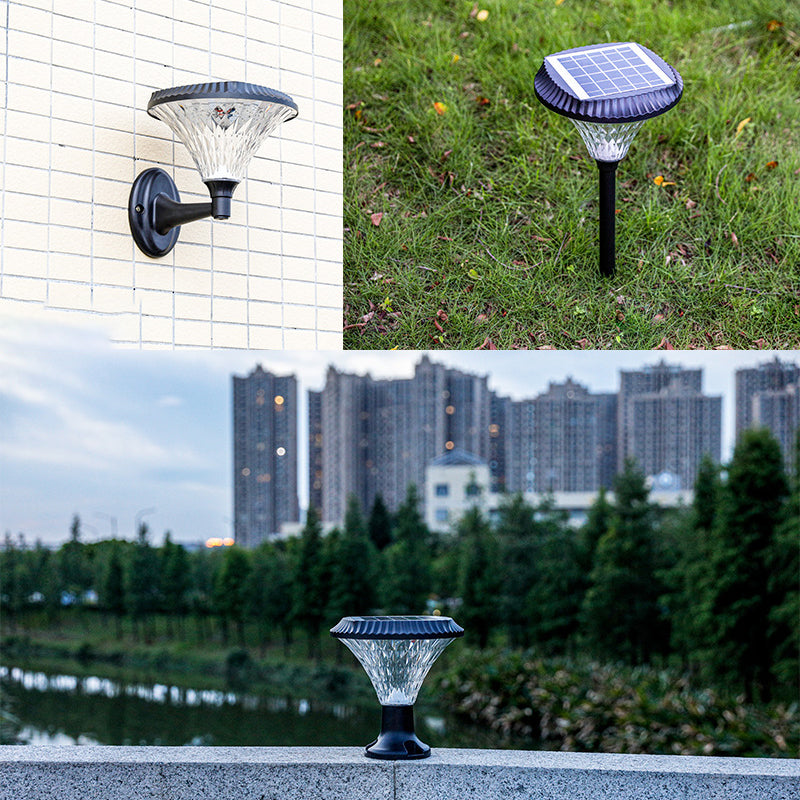Lumière extérieure LED ronde en diamant étanche solaire minimaliste moderne en ABS PC pour patio extérieur 