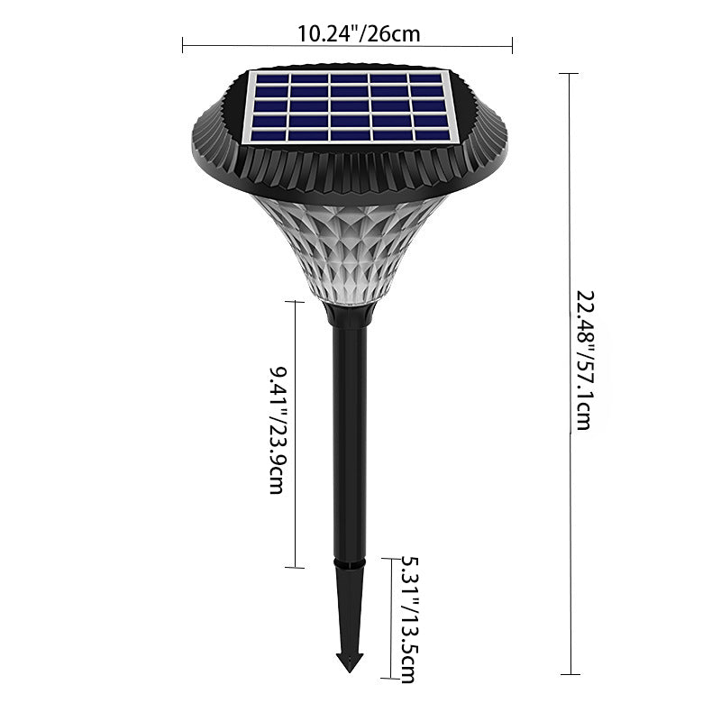 Lumière extérieure LED ronde en diamant étanche solaire minimaliste moderne en ABS PC pour patio extérieur 