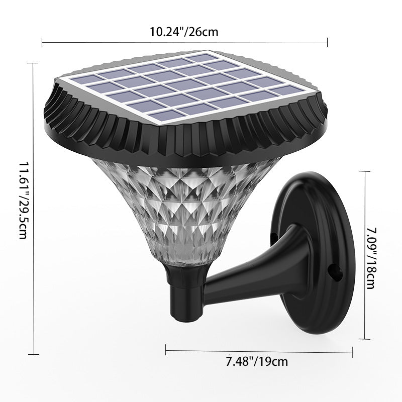 Lumière extérieure LED ronde en diamant étanche solaire minimaliste moderne en ABS PC pour patio extérieur 