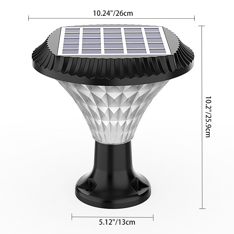 Lumière extérieure LED ronde en diamant étanche solaire minimaliste moderne en ABS PC pour patio extérieur 