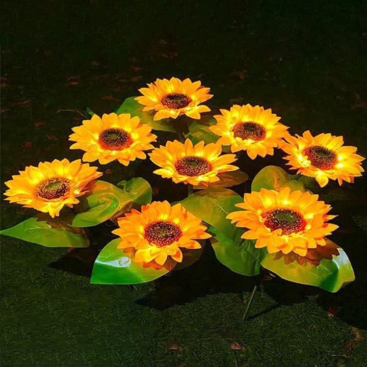 Lámpara de paisaje con enchufe de suelo LED de tela ABS de acero inoxidable con girasol falso impermeable solar minimalista moderno para jardín 