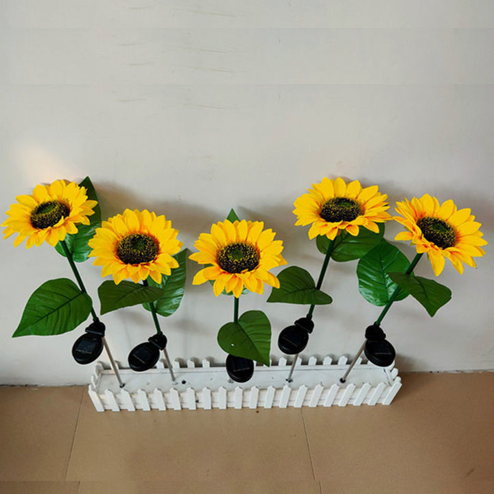 Lámpara de paisaje con enchufe de suelo LED de tela ABS de acero inoxidable con girasol falso impermeable solar minimalista moderno para jardín 