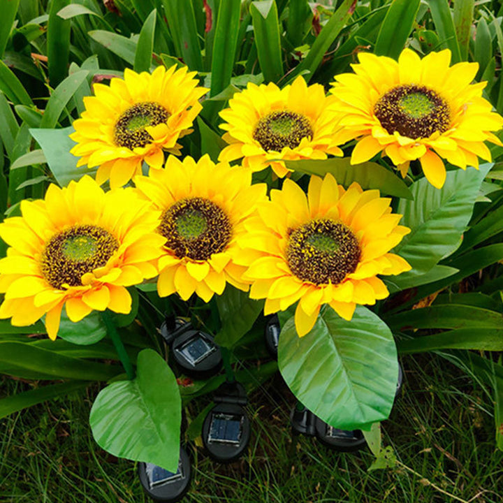 Lámpara de paisaje con enchufe de suelo LED de tela ABS de acero inoxidable con girasol falso impermeable solar minimalista moderno para jardín 