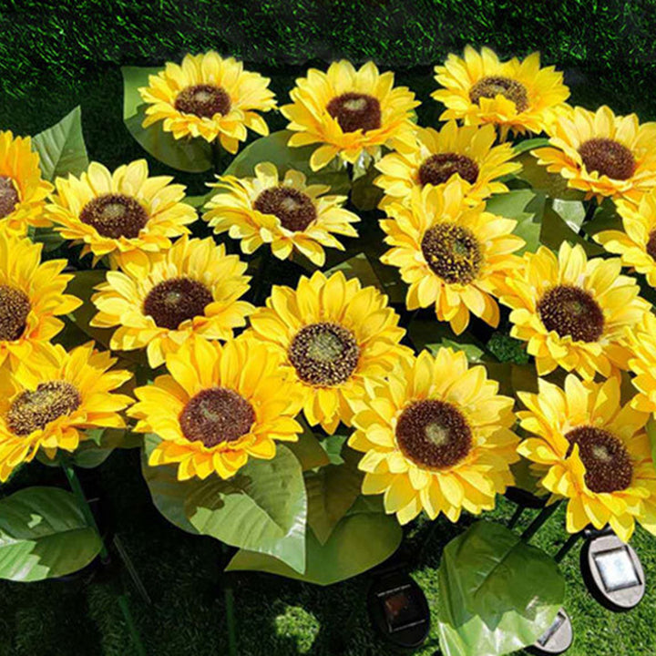 Lámpara de paisaje con enchufe de suelo LED de tela ABS de acero inoxidable con girasol falso impermeable solar minimalista moderno para jardín 