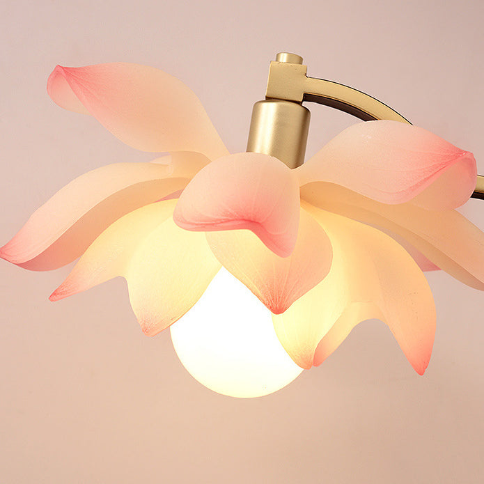 Traditionelle chinesische Lotusblatt-Rundharz-Eisen-Keramik 1-Licht Tischlampe für das Schlafzimmer 