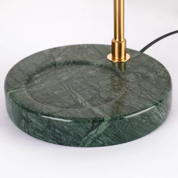 Lámpara de mesa de cera derretida de 1 luz de hierro y vidrio de mármol con base de campanilla escandinava contemporánea para dormitorio 