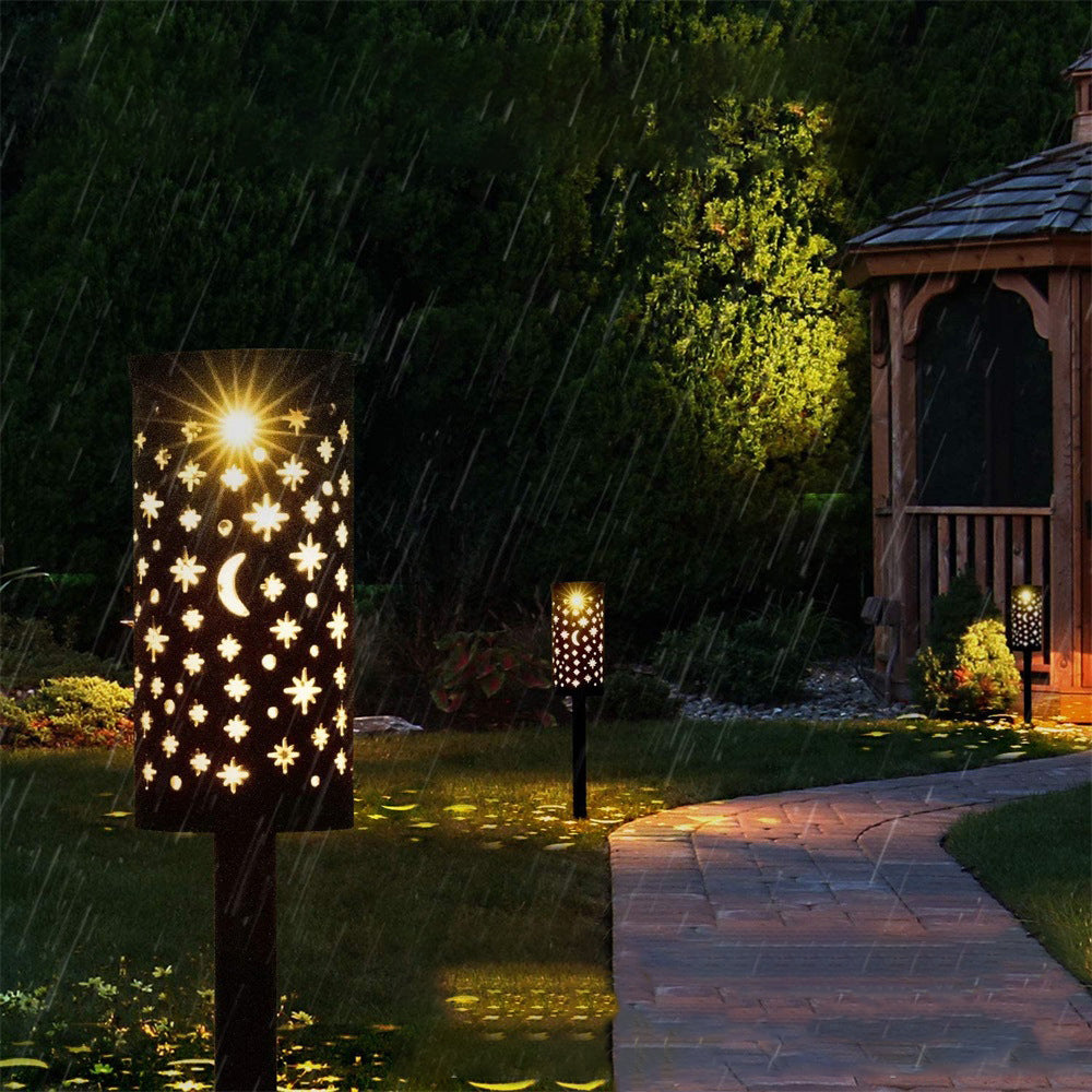 Moderne Minimalistische Solar Wasserdichte Zylinder Mond Skelett Eisen Kunststoff LED Erdspieß Landschaftslampe Für Garten 